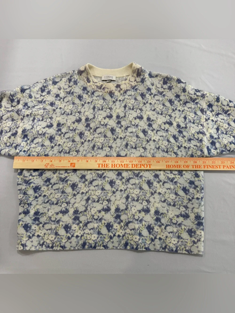 Kinross Cashmere Sweater Multi Floral pattern Size Large 100% cashmere